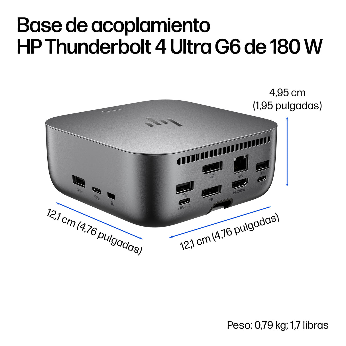 HP Base de conexión Thunderbolt 4 Ultra de 180 W G6, Alámbrico, 100, 1000
