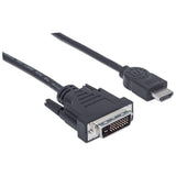 Manhattan Cable HDMI a DVI-D 24+1, 1,8 m, macho a macho, negro, Dual Link, compatible con DVI-D, garantía de por vida, equivalente a HDMIDVIMM6 Cable Derecho Derecho Oro 1,8 m