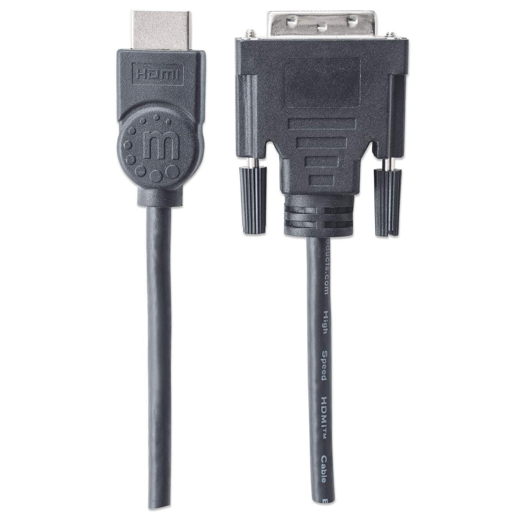 Manhattan Cable HDMI a DVI-D 24+1, 1,8 m, macho a macho, negro, Dual Link, compatible con DVI-D, garantía de por vida, equivalente a HDMIDVIMM6 Cable Derecho Derecho Oro 1,8 m