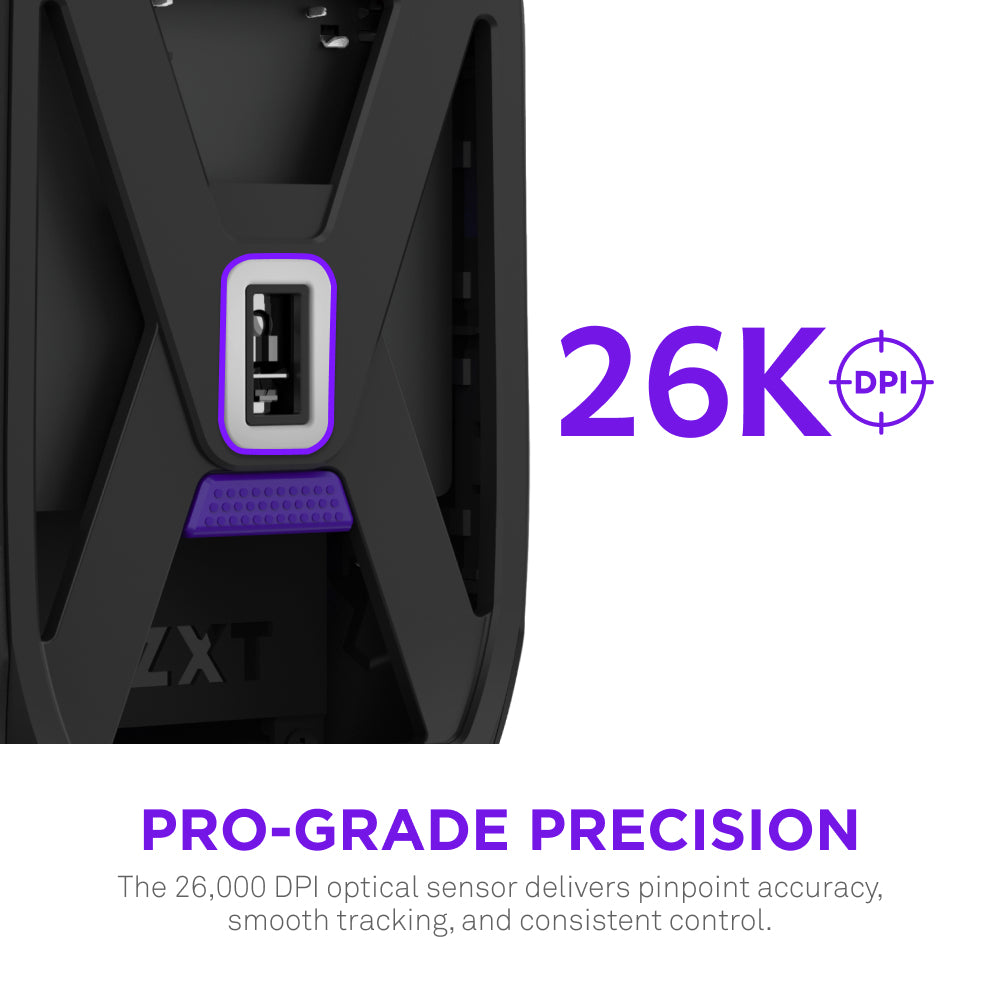 NZXT MS-101NB-01 ratón Juego Diestro RF inalámbrico Óptico 26000 DPI, Negro