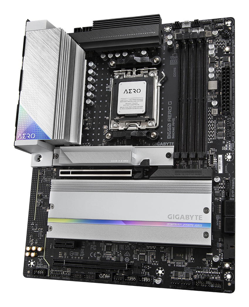GIGABYTE B650 AERO G Placa base - Compatible con procesadores AMD Ryzen serie 9000, hasta 8000 MHz DDR5 (OC), 1xPCIe 5.0 + 2xPCIe 4.0 M.2, LAN 2,5 GbE, WIFI 6E, USB 3.2 Gen 2 placas base AMD Zócalo AM5 Zócalo AM5 DDR5-SDRAM