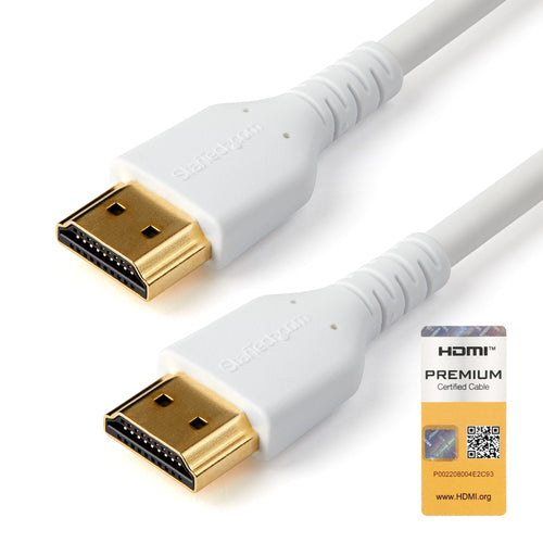 StarTech.com Cable HDMI 2.0 Certificado Premium de Alta Velocidad con Ethernet de 2m - Delgado - UHD 4K 60Hz - con Fibra