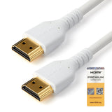 StarTech.com Cable HDMI 2.0 Certificado Premium de Alta Velocidad con Ethernet de 2m - Delgado - UHD 4K 60Hz - con Fibra