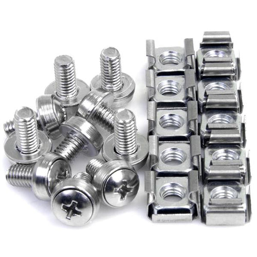 StarTech.com Paquete de 50 Tornillos y Tuercas Enjauladas Cage Nuts M6 Tornillos &amp; tuercas Tornillo Acero inoxidable