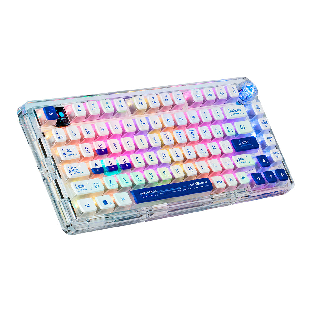 Game Factor KBG800 teclado Juego USB + Bluetooth QWERTY Español Blanco, Inalámbrico y alámbrico, Interruptor mecánico
