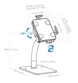 Manhattan Soporte tipo quiosco de sobremesa antirrobo para tablet e iPad, universal, rotación 360°, inclinación +20° a −110°, bloqueable, para tablets de 7,9" a 11", color blanco soportes Tablet/UMPC Interior Plástico, Acero Blanco