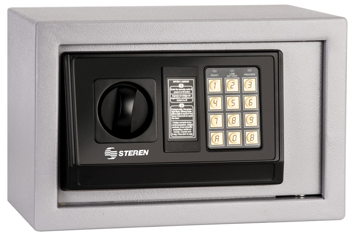 Steren SEG-480 caja fuerte Caja fuerte portátil Gris, Batería, Alcalino, 310 mm