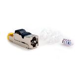 012-024/10G, Plug RJ45 blindado Cat6/6A, para cable sólido, con chapa de oro, Auto ponchable sin herramienta