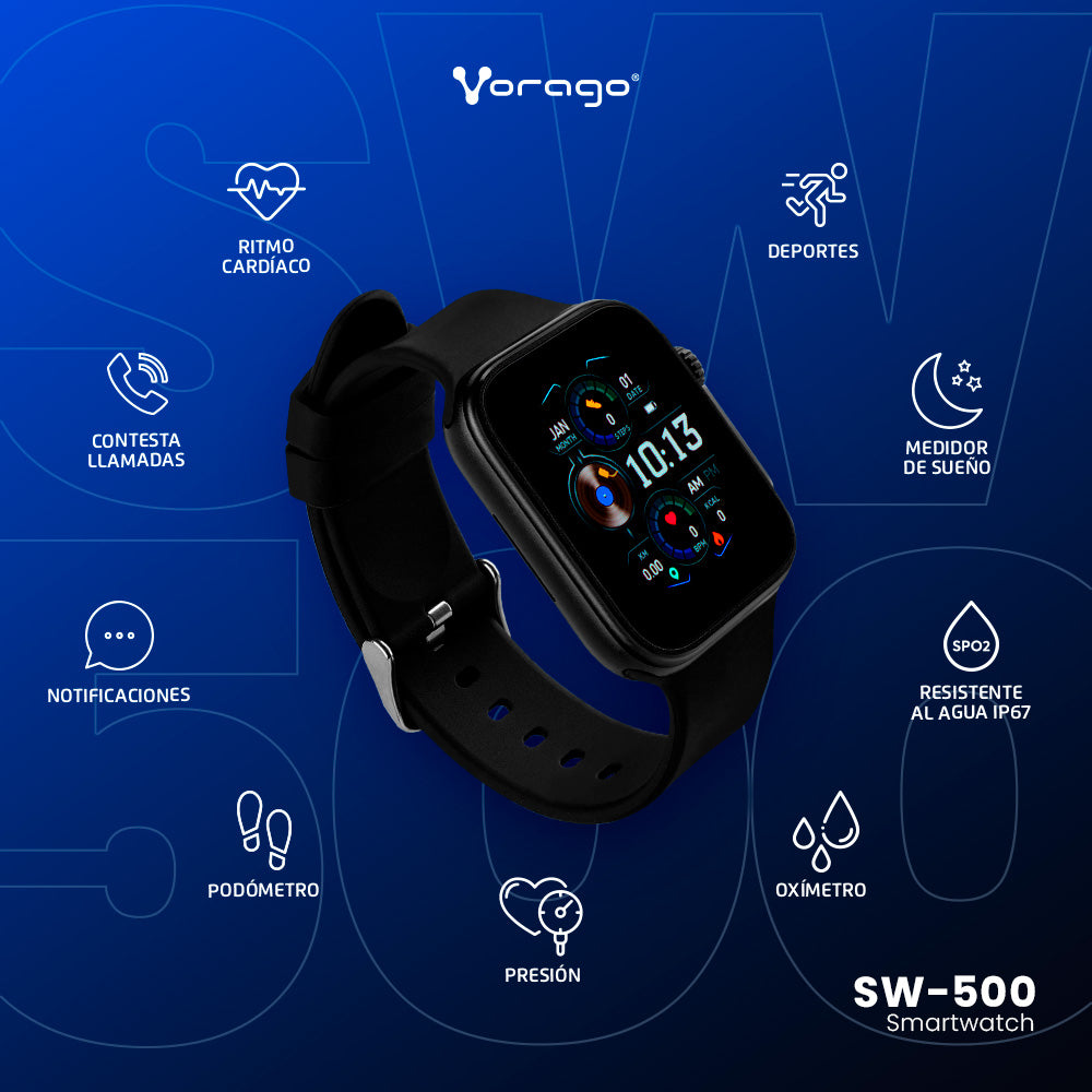 Vorago SW-500 reloj inteligente y deportivo AMOLED 45 mm Digital Pantalla táctil Negro