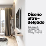 Manhattan Soporte de pared para TV/monitores (Fijo), pantallas 60"–100", Compatibilidad VESA: de 200x200 a 900x600 mm (verifique las dimensiones de los cuatro orificios de montaje traseros), carga máxima 50 kg, negro Monitor negro