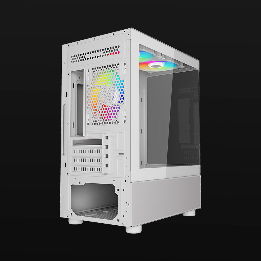 Ocelot Gaming GLASS EW7 gabinete de computadora Blanco, ITX, Micro ATX, Aluminio