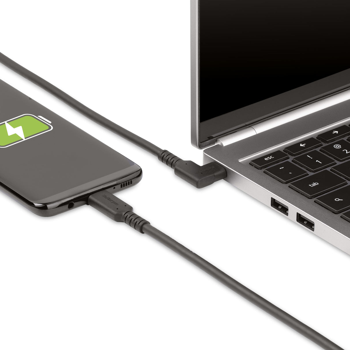StarTech.com Cable USB-C de 1m - Acodado - USB 10 Gbps - Entrega de Alimentación de 100W (5A) - Modo Alt. de DP 8K 60 Hz