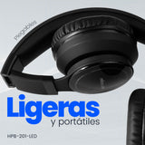 Vorago HPB-201-LED auricular y casco Auriculares Inalámbrico Diadema Llamadas/Música Bluetooth Negro