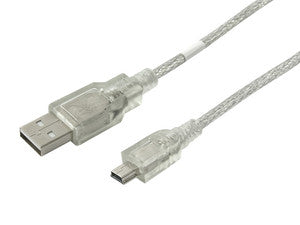 Cable USB 2.0 A Macho/Mini 5 Pines Macho, Plateado, 1.8m, Alta Velocidad