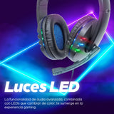 Manhattan Audífonos USB para videojuegos, con luces LED Auriculares Auriculares Diadema Llamadas/Música Binaural
