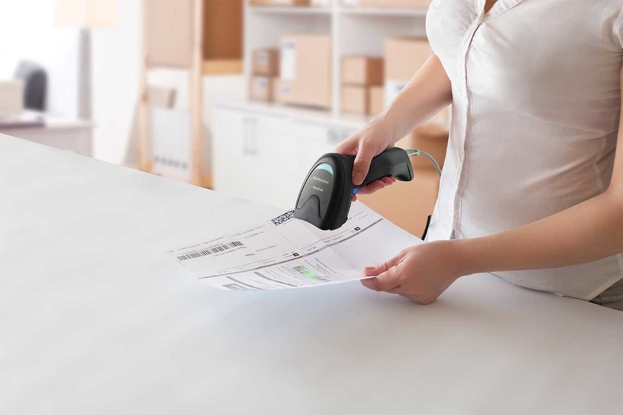 Datalogic QD2220 Lector de código de barras manual 1D Laser Negro, Alámbrico