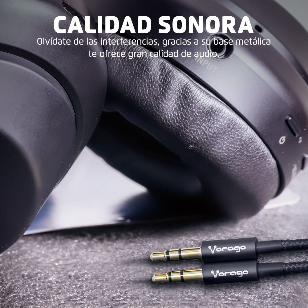 Vorago CAB-115 cable de audio 1 m 3,5mm Negro