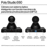HP Poly Cámara inteligente Poly Studio E60 4K con zoom óptico de 12 aumentos y MPTZ Cámaras de videoconferencia 8 MP 8 M