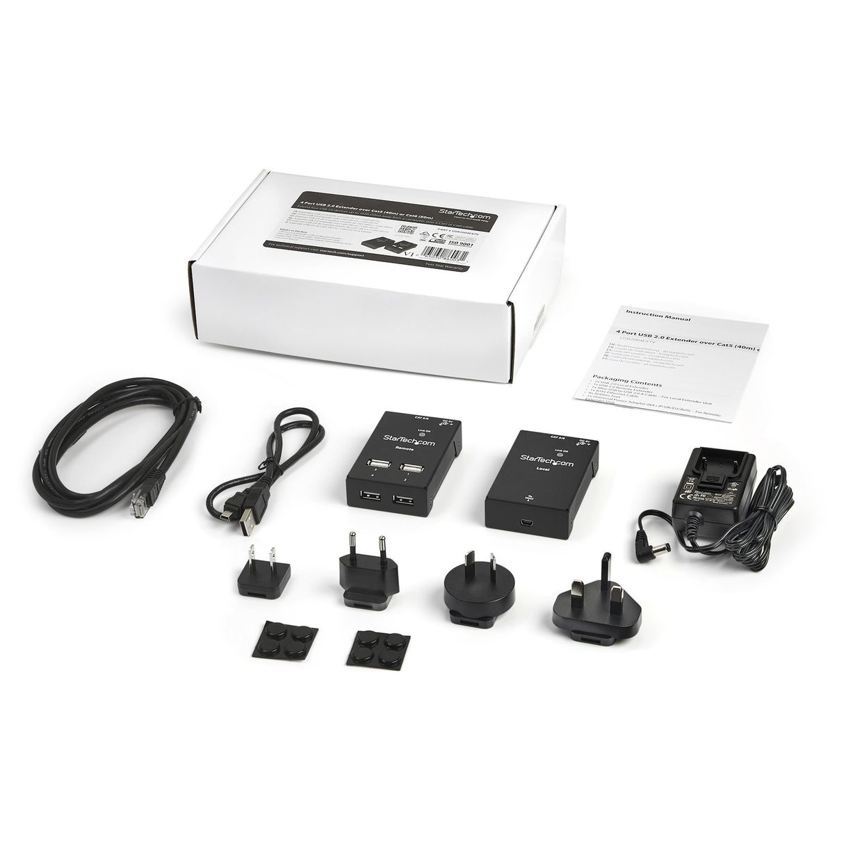 StarTech.com Extensor Alargador USB 2.0 de 4 Puertos por Cable Cat5 o Cat6 - Extensor Compacto USB 2.0 por Ethernet - Ha