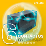 Vorago UPS-400 sistema de alimentación ininterrumpida (UPS) Línea interactiva 1 kVA 600 W, Sine/Square, 145 V