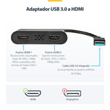 StarTech.com Adaptador USB 3.0 a HDMI Doble - 4K 30Hz adaptadores gráficos usb USB tipo A Macho 3.2 Gen 1 (3.1 Gen 1) Si