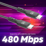 Manhattan Cable USB-C a USB-C, 2 m, macho a macho, 480 Mbps (USB 2.0), 3 A, negro, garantía de por vida, equivalente a USB2CC2M Cable USB 2.0 USB C USB C Macho