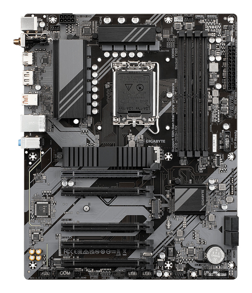 GIGABYTE B760 DS3H AX Placa Base - Compatible con procesadores Intel Core de 14ª generación, VRM digital de 8+2+1 fases, hasta 7600MHz DDR5 (OC), 2x PCIe 4.0 M.2, Wi-Fi 6E, LAN GbE, USB 3.2 Gen 2x2 placas base Intel LGA 1700 LGA 1700 DDR5-SDRAM