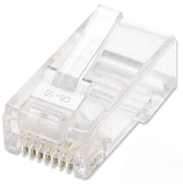 502399 - Intellinet PLUG RJ45 CAT5E SOLIDO UTP BOTE 100 PZAS ORO 15-MICRAS conectores RJ-45 Transparente Policarbonato Cat5e