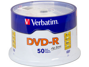 50 DVD-R Verbatim 4.7GB 120min 16x, Superficie Grabable, Doble Capa