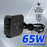 Vorago AU-405 adaptador e inversor de corriente Interior 65 W Negro, Computadora portátil, 110 - 240 V