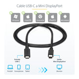 StarTech.com Cable 1,8m USB-C a Mini DisplayPort - 4K 60Hz - Black - Adaptador USB 3.1 Tipo C a mDP Adaptadores de cable