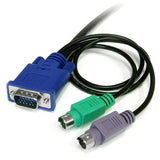 StarTech.com Cable KVM de 1,8m Ultra Delgado Todo en Uno VGA PS/2 PS2 HD15 - 6ft Pies 3 en 1 Teclado Negro 1,8 m PS/2 PS/2
