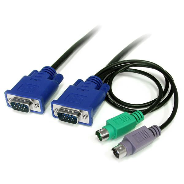 StarTech.com Cable KVM de 1,8m Ultra Delgado Todo en Uno VGA PS/2 PS2 HD15 - 6ft Pies 3 en 1 Teclado Negro 1,8 m PS/2 PS/2