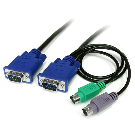 StarTech.com Cable KVM de 1,8m Ultra Delgado Todo en Uno VGA PS/2 PS2 HD15 - 6ft Pies 3 en 1 Teclado Negro 1,8 m PS/2 PS/2