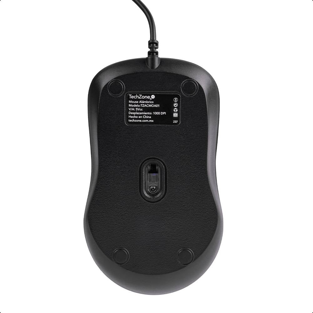 TechZone TZACMOA01 ratón Hogar Ambidiestro USB tipo A IR LED 1200 DPI, Negro