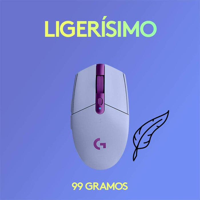 Mouse Lightspeed Gaming Logitech G305 Inalámbrico, Sensor Hero, 6 Botones, Lila - 910-006377