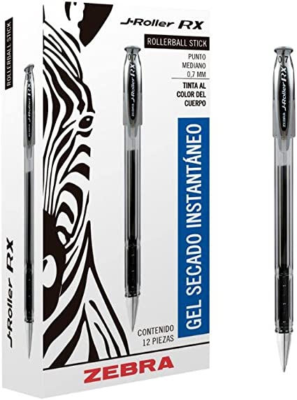 Bolígrafo Zebra J-Roller 8000 Color Negro C/12 Pzas - 8000 FullOffice.com