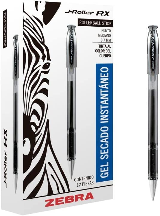 Bolígrafo Zebra Sarasa Retráctil Punto Mediano 0.7M Gel Color Negro C/12 Pzas - 8800 FullOffice.com