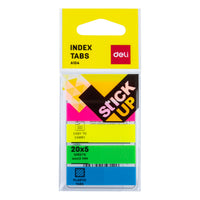 Deli EA10402 pestaña autoadhesiva 100 hojas Azul, Verde, Naranja, Rosa, Amarillo, Etiqueta en blanco, Plástico