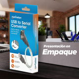 Manhattan Convertidor de USB a Puerto Serie Cable Negro, Transparente 0,45 m USB tipo A D-Sub (DB-9)