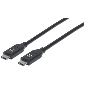 Manhattan Cable USB-C a USB-C, 2 m, macho a macho, 480 Mbps (USB 2.0), 5 A (carga súper rápida), negro, garantía de por vida, equivalente a USB2C5C2M Cable USB 2.0 USB C USB C Macho