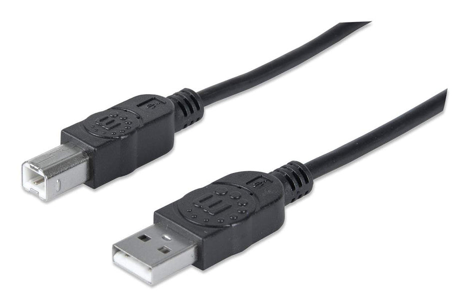 Manhattan Cable USB-A a USB-B, 1,8 m, macho a macho, 480 Mbps (USB 2.0), negro, garantía de por vida, equivalente a USB2