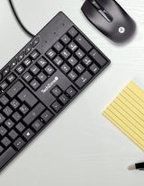 TechZone TZACCBA01 teclado Ratón incluido Oficina USB QWERTY Negro, Tamaño completo (100%), Alámbrico