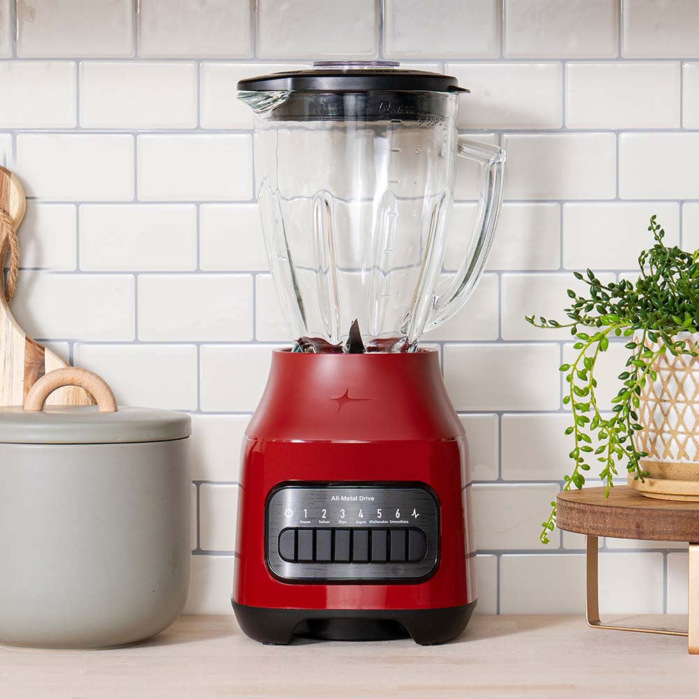 Oster BLSTPEGRPB licuadora 1.5 L Batidora de mesa 800 W Rojo, Función de pulso