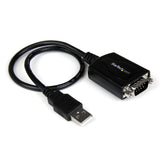 StarTech.com Cable 0,3m USB a Puerto Serie Serial RS232 DB9 con Retención del Puerto de Asignación COM tarjetas y adaptadores de interfaz Negro CE, FCC Mac OS X 13.0 Ventura RoHS