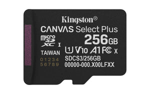Kingston Technology 256GB micSDXC Canvas Select Plus Gen3 150R A1 (Adaptador de SD no incluido) Memoria Flash 256 GB MicroSDXC 150 MB/s UHS-I