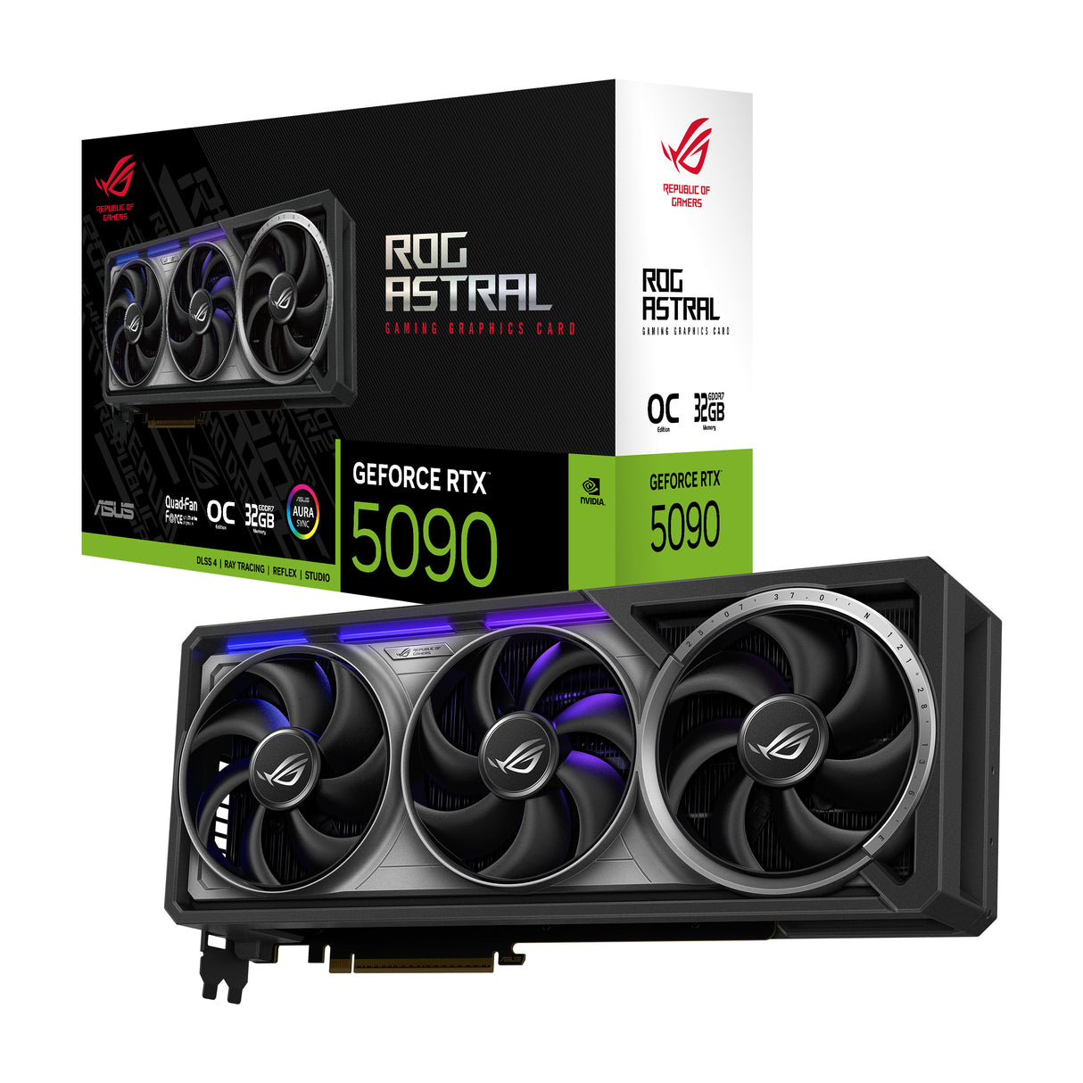 Tarjeta de video Asus 32GB GeForce RTX 5090 ROG ASTRAL RGB 3xfan GDDR7 DLSS 4 OC 2xHDMI 3xDP ROG-ASTRAL-RTX5090-O32G-GAM