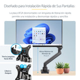 StarTech.com Brazo de Escritorio para Pantalla - Soporte VESA para Monitor hasta 34" (8kg) - Soporte VESA Articulado con Movimiento Total - Hub USB 3.0 de 2 Puertos - Grommet o Abrazadera - Resorte Monitor Negro