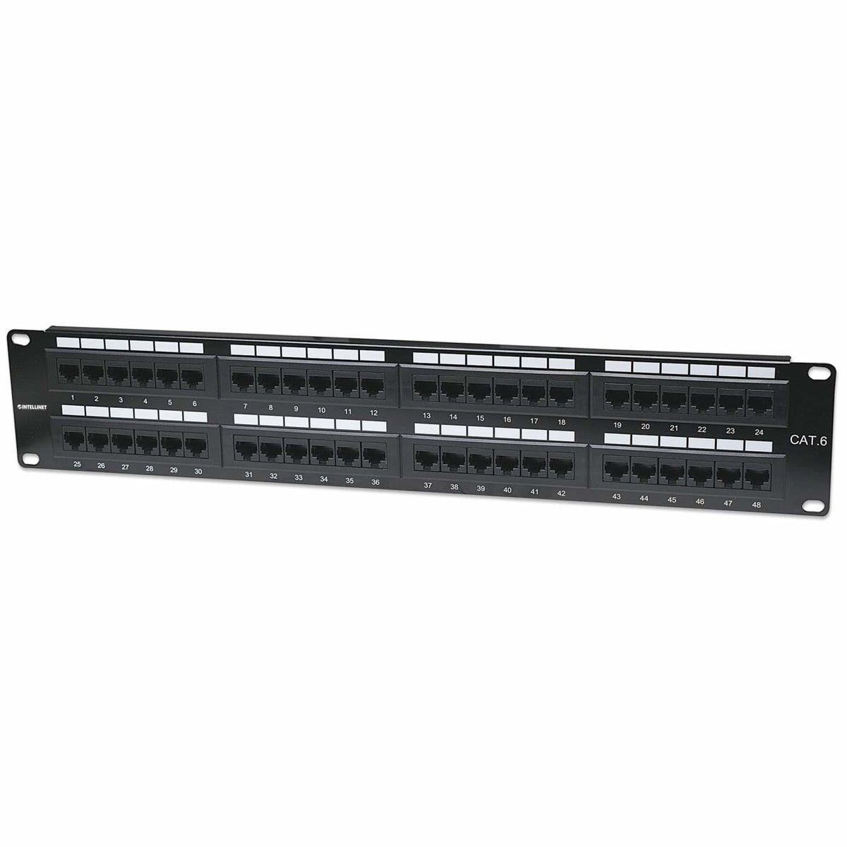 560283 - Intellinet Panneau de brassage Cat6, UTP, 48 ports, 2U, noir paneles de parcheo Ethernet rápido, Gigabit Ethernet 48 RJ-45 Oro