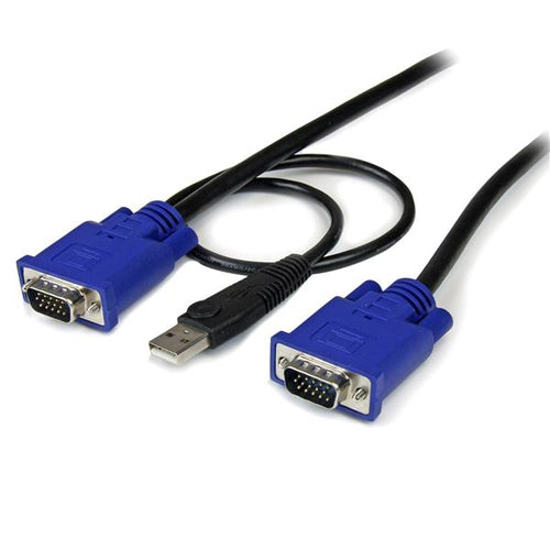 StarTech.com Cable KVM de 4,5m Ultra Delgado Todo en Uno VGA USB HD15 - 2 en 1 Cables para video, teclado y ratones (kvm
